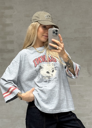 Overdyed cotton melange 3/4 sleeve bluse Baby Blue T4332 Ganni 